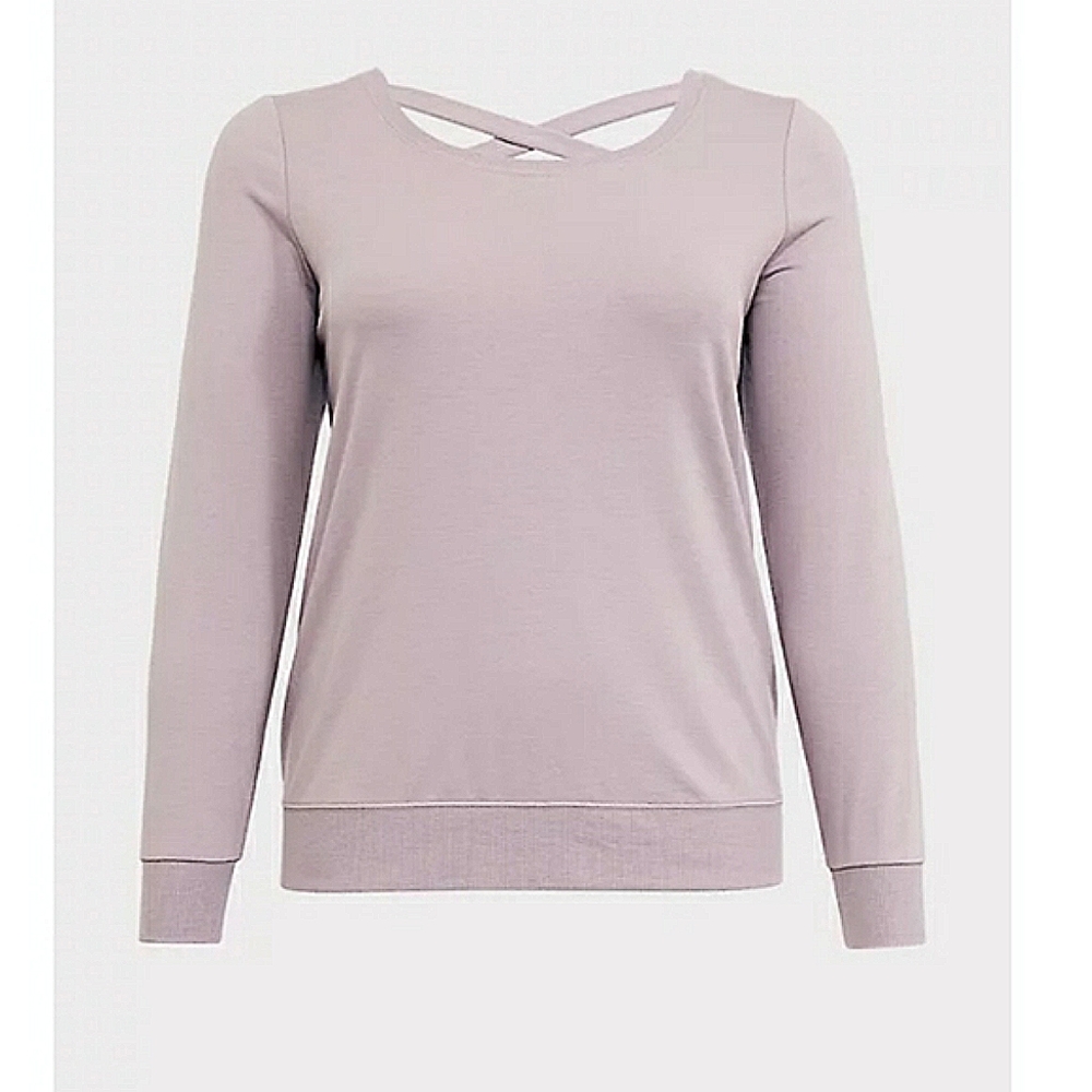 Torrid Plunging Criss Cross Back Activewear Athleisure Purple Sweatshirt 3X - Picture 5 of 16
